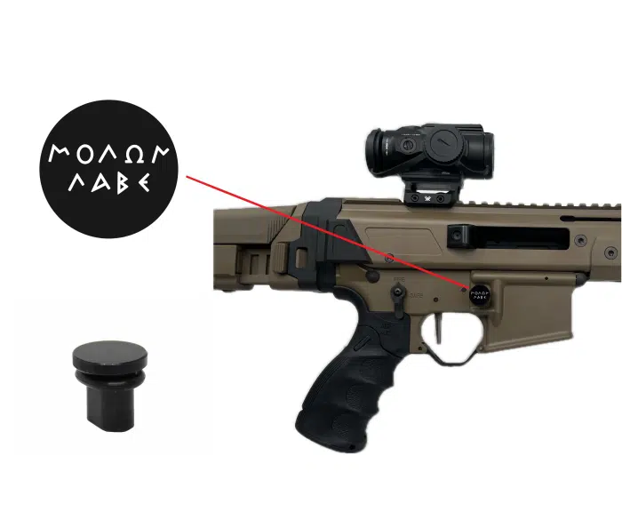 engraved ar oversized magazine button - molon labe