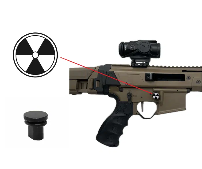 engraved ar oversized magazine button - radioactive