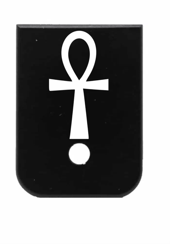 engraved glock mag plate ankh charm