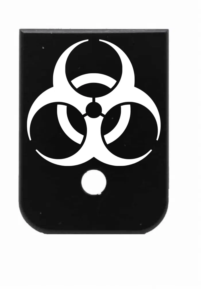 engraved glock mag plate biohazard
