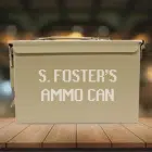 engraved ammo can example - tan, backdrop